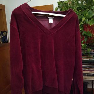 Vintage Maroon Ellmar Mens Large Made In USA Sweater Cotton Polyester Low Cut!